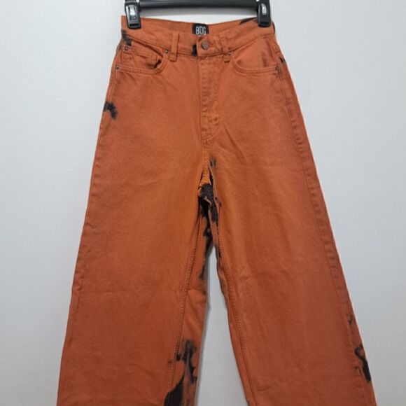 BDG The A Wide Leg Ombre Acid Wash Grunge Streetwear Baggy Jeans Size 26 Orange - Picture 14 of 16